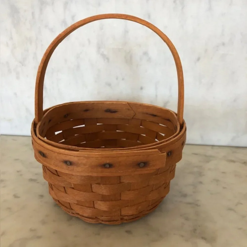LONGABERGER Discovery Basket 1492-1992 Classic Brown Stain Stationary Handle